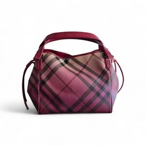 Burberry Burgundy and Black Plaid Shoulder Bag